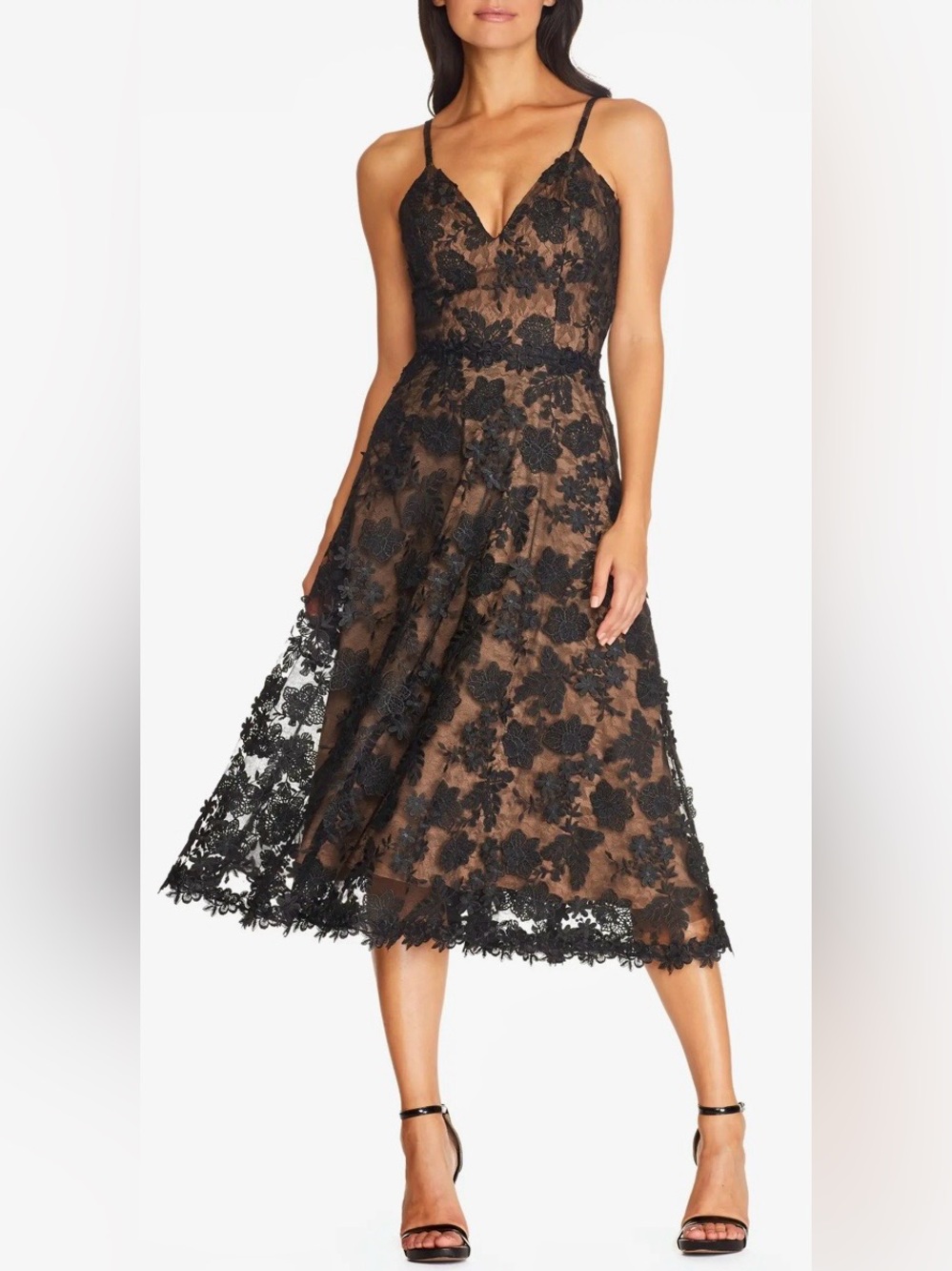 Dress The Population Tahani Fliral Embroidered Midi Dress